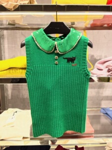 102871现货m码gucci古驰女士针织无袖娃娃领毛衣马甲