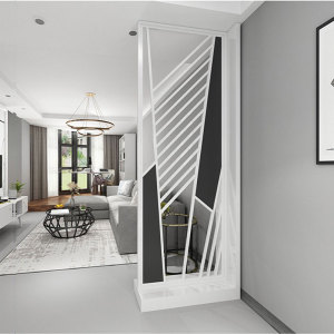 艺术玻璃装饰客厅隔断入户实木柜子玄关过道屏风双面图案磨砂效果