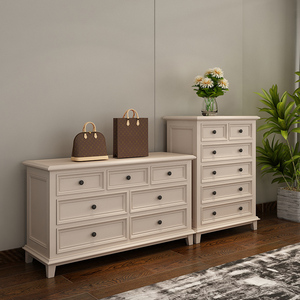 美式实木白色五六七斗柜卧室简约现代抽屉储物柜欧式收纳柜定制