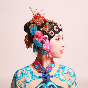 心有翎兮心有灵犀舞蹈头饰/京剧戏曲发饰/假发套戏曲头套/俏花旦