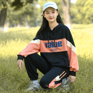 初中生秋装女孩时尚套装少女韩版长袖上衣中学生运动服卫衣两件套