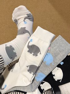 LookSocks新款东大门可爱小象纯色卡通学院风纯棉中筒堆堆女袜