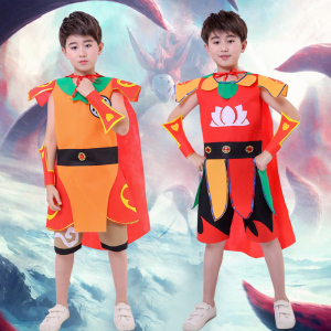 儿童亲子时装秀废物利用手工材料制作diy哪吒环保服装幼儿园走秀