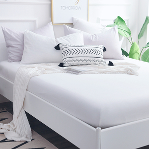 纯白色床笠床罩单件酒店宾馆民宿美容防滑床套防尘罩席梦思保护套