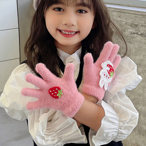 幼儿保暖手套女小童秋冬可爱卡通兔子分五指男孩子女宝宝儿童手套