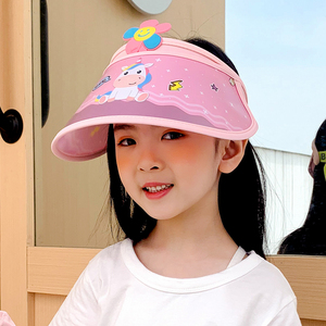儿童帽子女童夏天空顶太阳帽萌娃可爱男孩宝宝防晒帽小学生遮阳帽