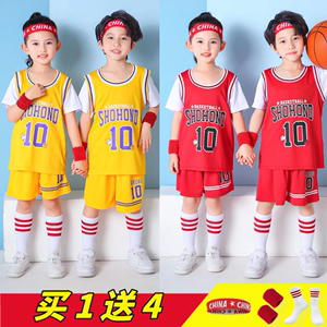 儿童篮球服男童套装夏季短袖假两件六一幼儿园表演服训练服10号