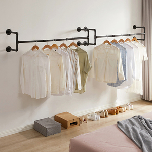 家用墙上挂衣架服装店展示架上墙壁挂式衣架子铁艺货架创意衣服架