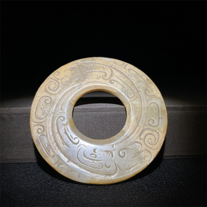 古玉西周咬尾龙商周玉璧玉牌 老和田玉 佩饰玉佩挂件吊坠手把件