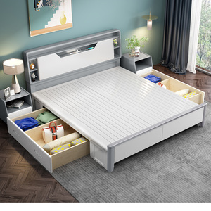 北欧全实木床2x2.2米双人大床白色1.8米现代简约储物主卧室轻奢床