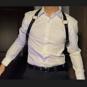 【现货】男士肩带衬衫背带正装黑色塑形收紧配饰