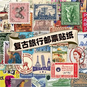 50张欧美复古邮票贴纸旅行城市纪念邮戳ins风文艺手账日记DIY贴画