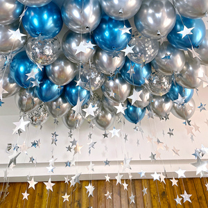 金属蓝色加厚气球多款星星挂饰生日装饰场景布置男门店开业橱窗