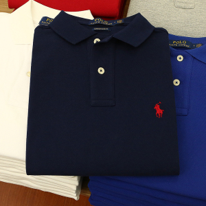 正品拉夫劳伦小马标刺绣男士纯棉翻领长袖t恤外贸商务休闲polo衫