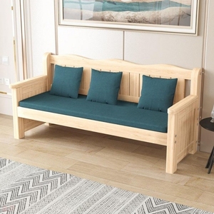 实木沙发椅复古碳化长椅阳台休闲木椅出租房客厅双人三人沙发长椅