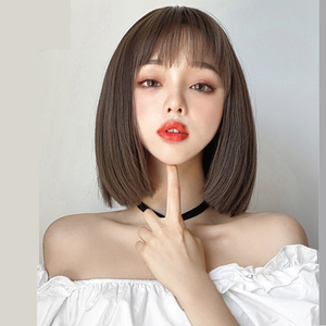 假发女圆脸减龄优雅自然少女初恋头中短发蓬松柔顺波波头全头套式