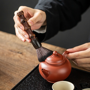 中式复古竹鞭养壶笔迷你刷茶盘扫水刷子短柄刷壶笔竹制茶刷茶扫刷