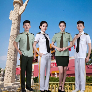 成人海军陆军短袖军装男女款升旗手仪仗队国旗班军鼓乐队军官礼服