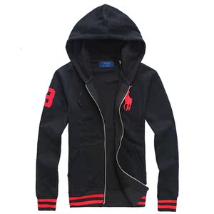 正品美国保罗骑士2017秋冬新款卫衣男欧美连帽刺绣时尚开衫外套