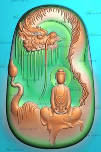 随形 悟道 龙 无相佛 龙牌灰度图bmp浮雕图精雕图 玉雕图jdp挂件