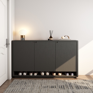 北欧黑色木纹鞋柜意式极简家用现代简约大小户型收纳玄关柜大容量