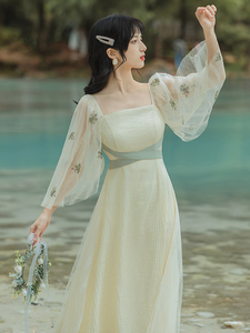 旗袍新款2024夏季中式国风古装仙女裙子汉服改良显瘦小个子连衣裙