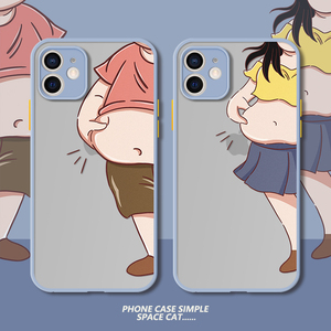 保护套镜头全包mini硅胶软边ip12磨砂肤感创意卡通ins小肚腩情侣新款