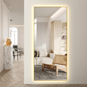 五福星 铝合金边框壁挂led带灯穿衣镜子家用贴墙试衣镜防爆全身镜