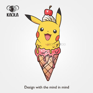 kaola原创 可爱皮卡丘冰淇淋卡通儿童纹身贴 防水脚踝手腕刺青贴