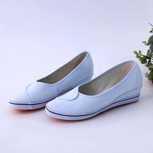 鲁泰护士鞋女白色坡跟软底牛筋底美容鞋平底夏季防臭透气小白鞋子