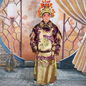 京剧全金手绣真丝大龙蟒戏曲蟒袍龙袍花脸丞相苏绣老生全金大龙蟒