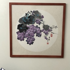 纯手绘国画葡萄客厅餐厅装饰挂画个人手绘作品