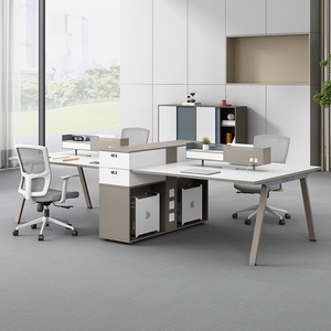 财务办公桌职员桌椅组合双人对坐办公室简约现代带高柜会计桌子