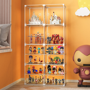 手办展示盒仿亚克力模型积木公仔置物架子透明盲盒收纳乐高展示柜