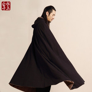 唯三逍遥中国风棉袄衣服禅修斗篷男道袍佛系唐装披风汉服古仙气冬