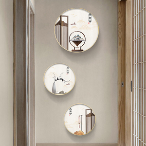 禅意新中式客厅挂画中国风餐厅墙面装饰画花瓶古风卧室玄关墙壁画