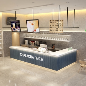 简约奶茶店咖啡厅吧台轻奢服装店收银台水果店商铺定制酒吧前台桌