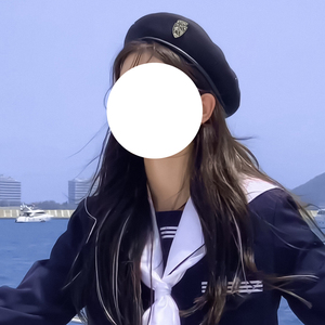 照片制服馆 杨超越同款 黑色贝雷帽 jk水手服日系海军风徽章 帽子