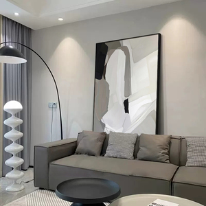 北欧黑白客厅装饰画抽象极简壁画沙发背景墙大尺寸高级感落地画