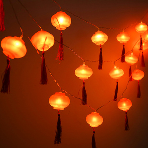 小彩灯闪灯春节家用过年中式流苏红灯笼中国结树上电池USB装饰灯