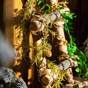掬涵 圣诞装饰藤条缠绕藤圣诞树挂饰diy节庆派对吊顶花藤气氛造景