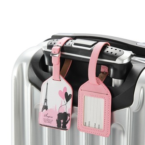 旅行用品甜美印花皮革PU合成革行李牌拉杆箱吊牌箱包配件行李标签
