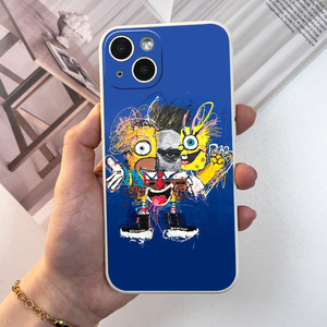动画海绵宝宝手机壳苹果11pro适用6s8plus卡通全包边情侣壳抽象画
