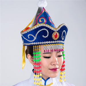 蒙古族头饰帽子 女 少数民族演出服头饰 藏族舞蹈头饰 开场舞头饰
