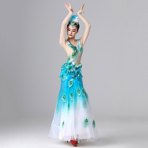阿幸春晚吉祥同款古典舞表演出服女团孔雀舞蹈服傣族服装西双版纳