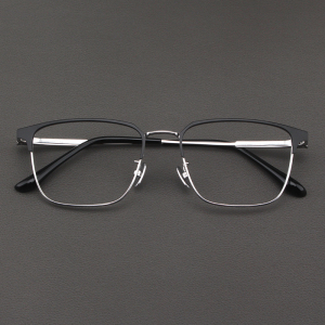 日本纯钛眼镜架男士斯文秀气眼睛框黑金银灰色全框超轻近视镜框女