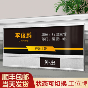 指示牌公司办公室门牌科室部门贴纸标识牌铝合金状态牌开会外出提示牌