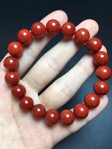 凌夕珠宝 纯天然精品四川凉山满肉柿子红南红玛瑙单圈圆珠手链