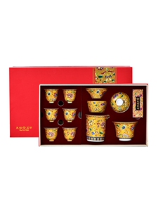 天福茗茶 福器茶具组 盖碗一盅一香六杯整套装功夫茶具茶道礼盒装