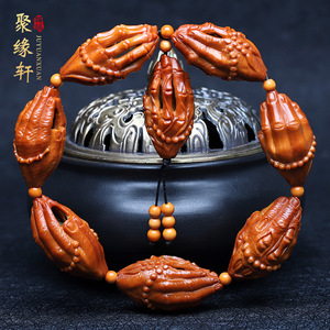 橄榄核手串 镂空佛手一念之间橄榄胡手串 镂空老料雕刻文玩手把件